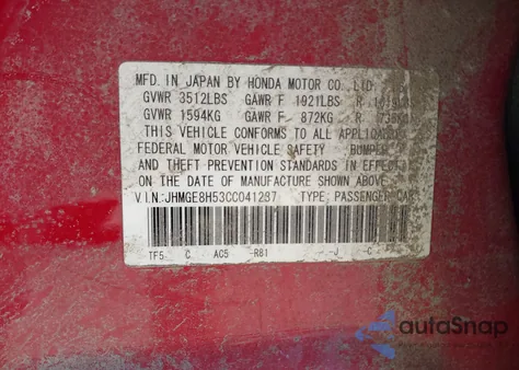 2012 Honda Fit Sport z USA, uszkodzony, nr VIN JHMGE8H53CC041237